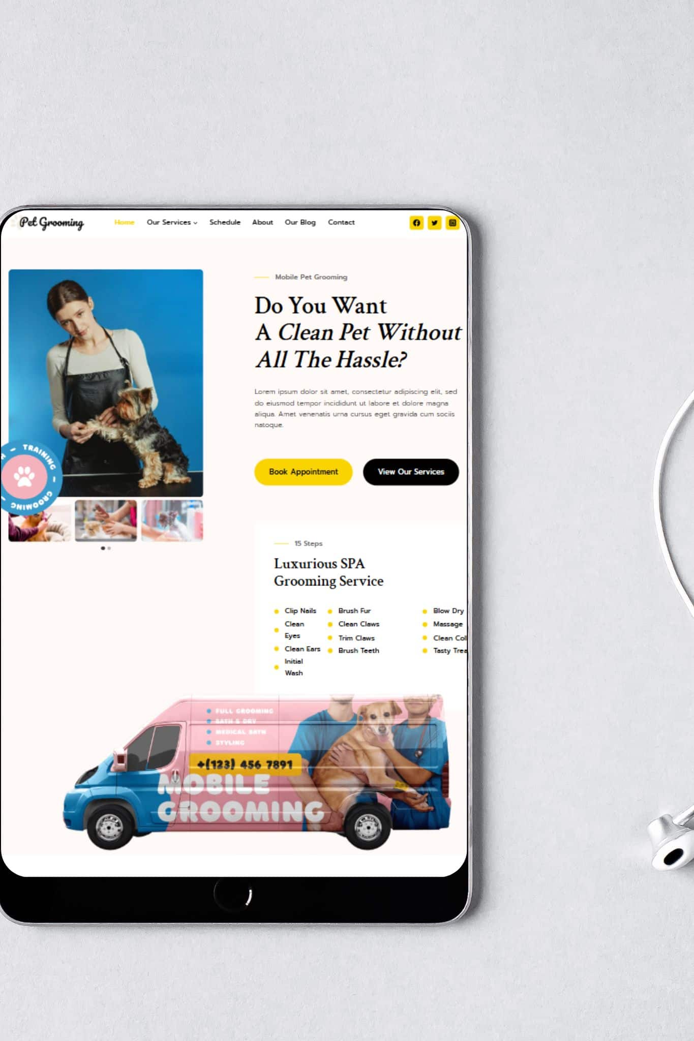 kadence mockup for a pet grooming business