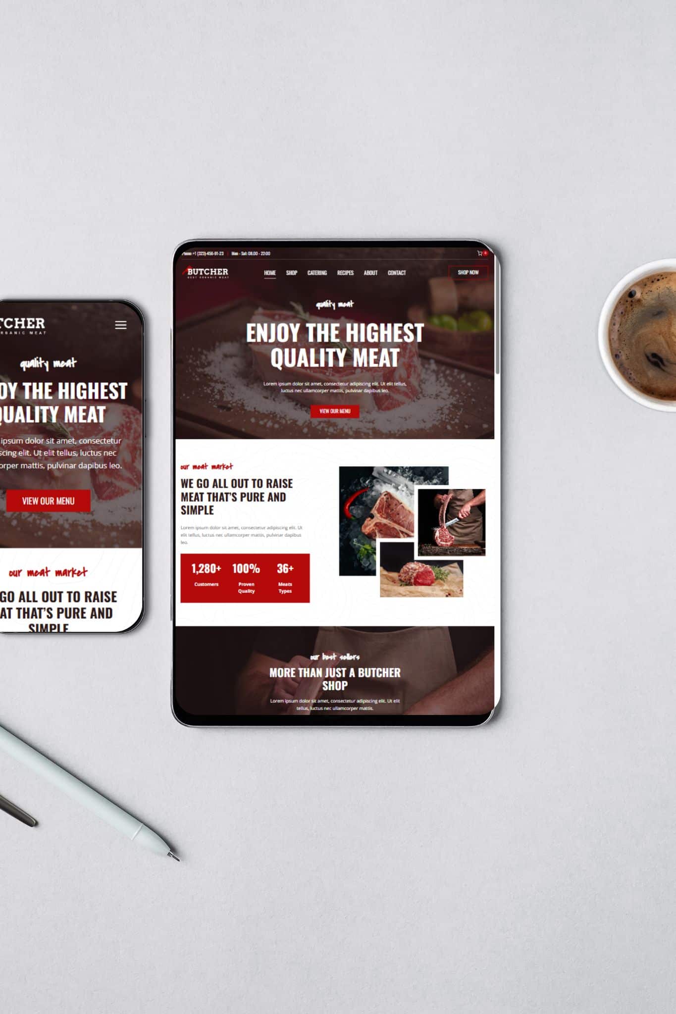 kadence mockup for a butcher shop
